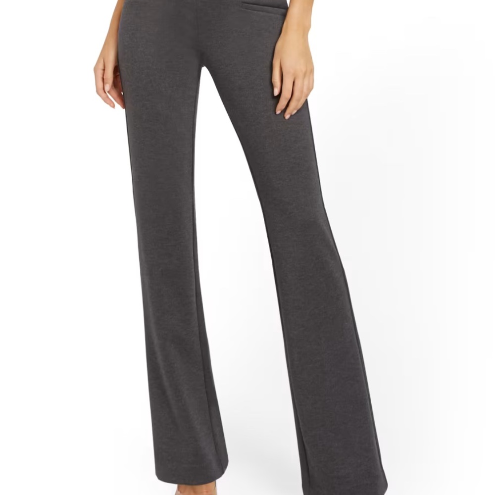 NY & Company Straight Leg Grey Pull On Pants Large Petite